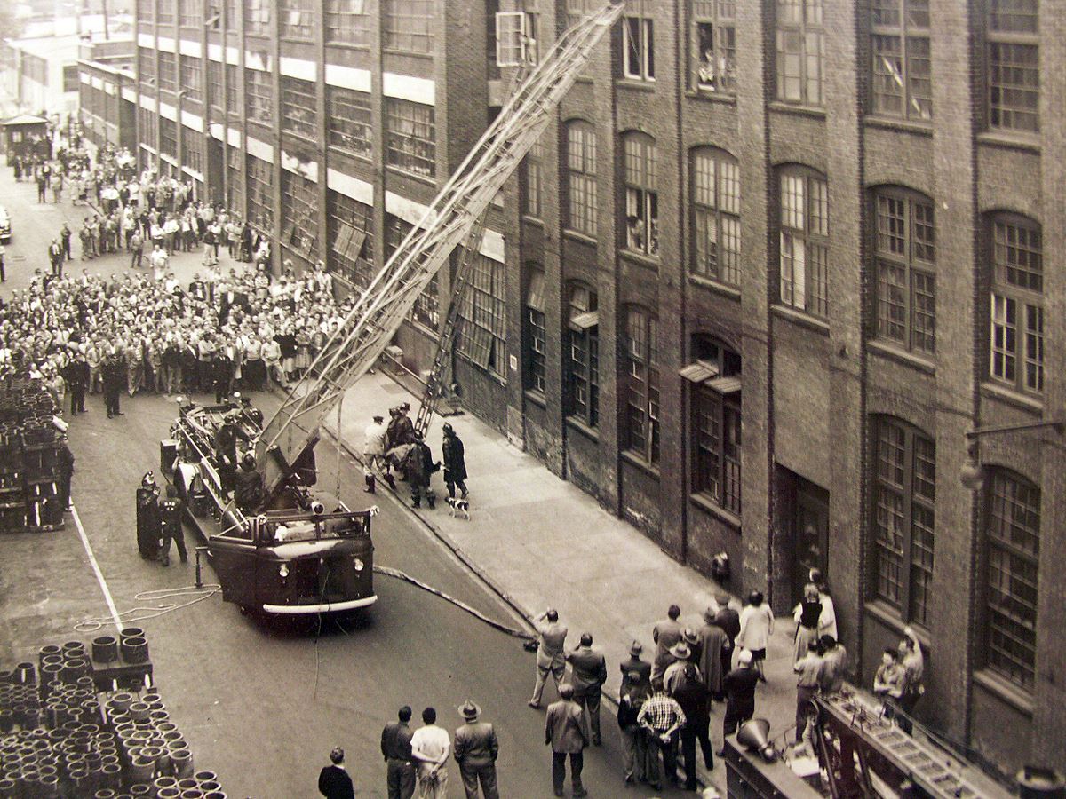 Vintage Photo of Fire Department Extinguishing a Fire