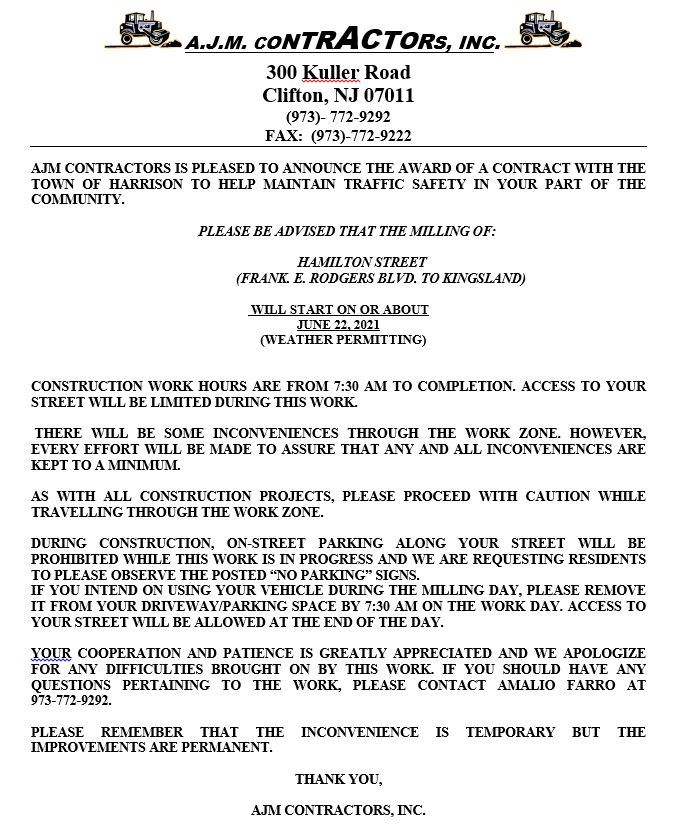 Notice Milling Hamilton St