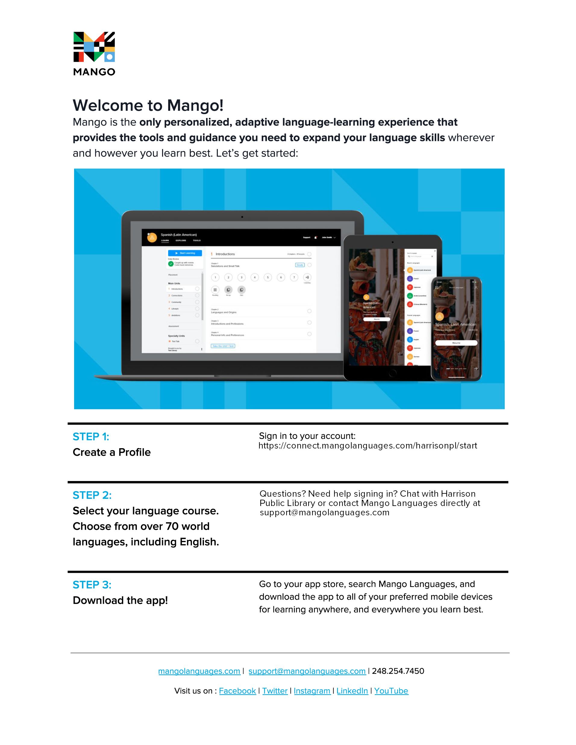 Harrison Public Libary Mango Languages Sign Up