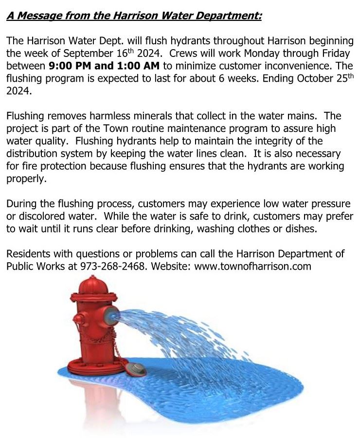 Harrison Hydrant Flushing in Oct 2024