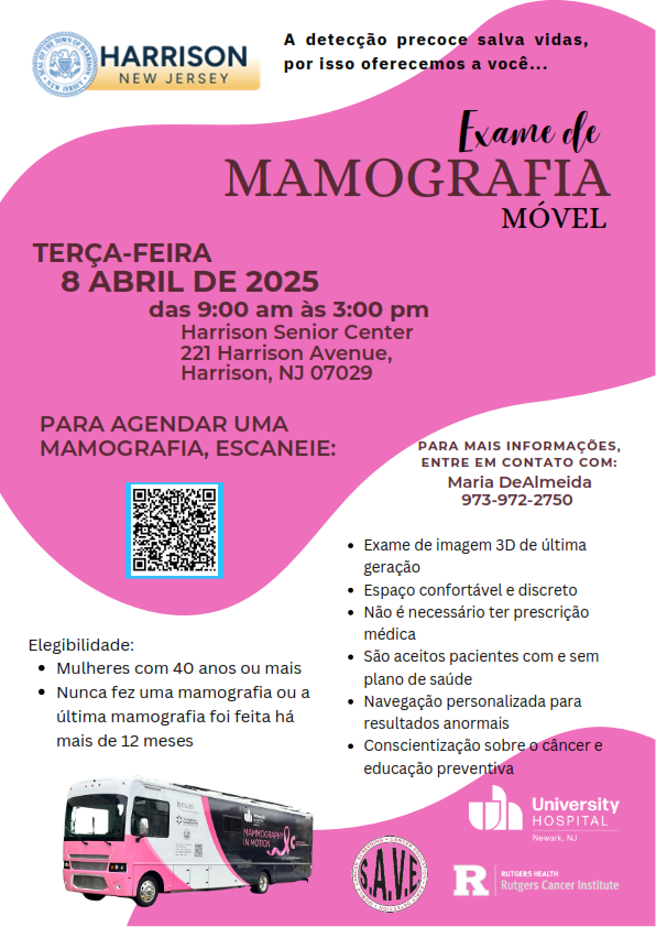 Harrison Mobile Mammogram Screening on April 8 2025 Portuguese