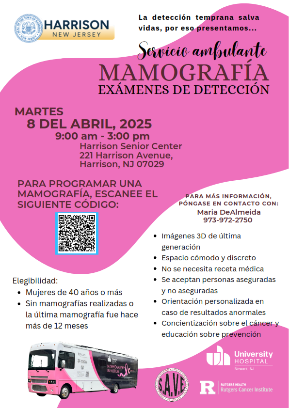 Harrison Mobile Mammogram Screening on April 8 2025 Spanish
