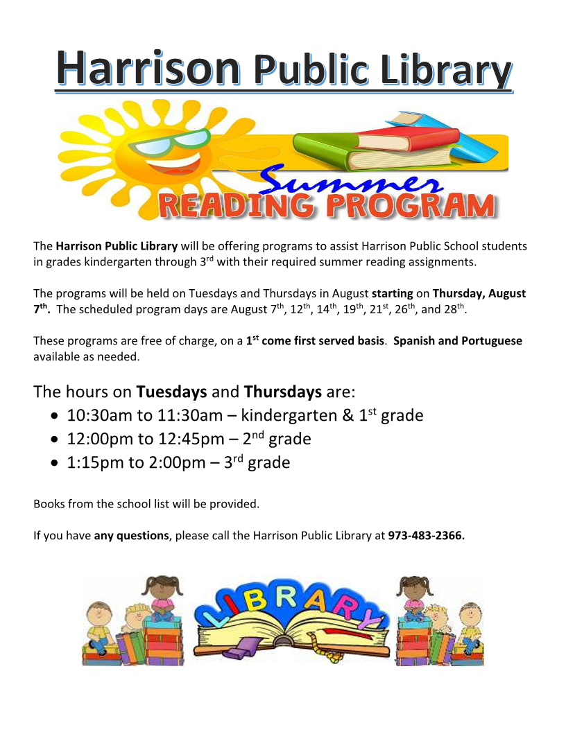 Harrison Public Library Summer Programs 2025