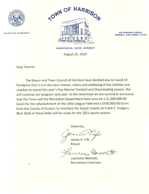 Pop Warner Cheerleading and Football Cancellation